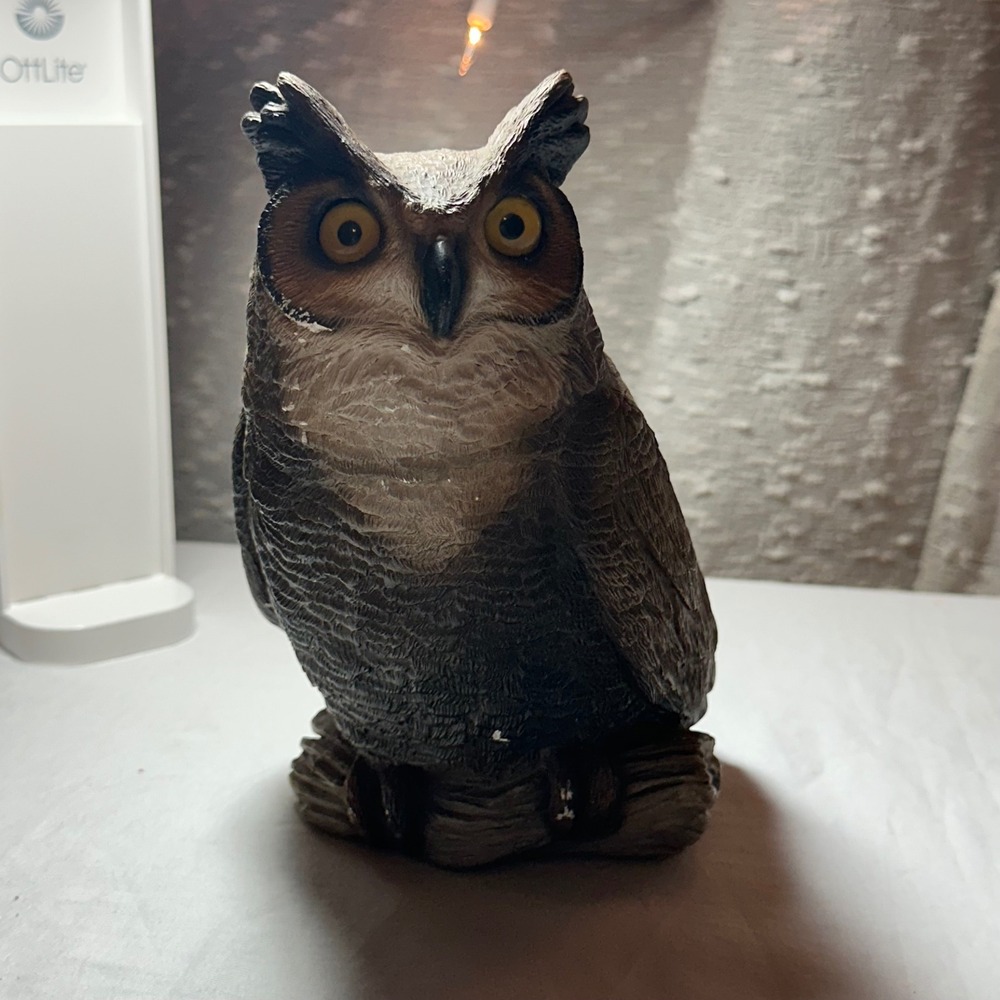 Vintage Great Horned Owl Sandicast Sandy Brue 80s Handcast Handpainted  Rustic